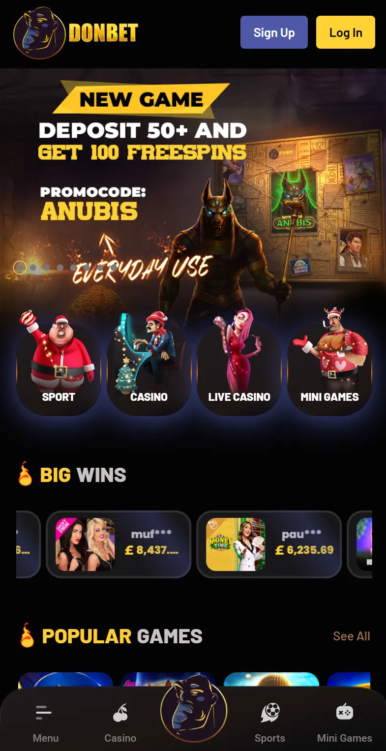 DonBet mobile app interface