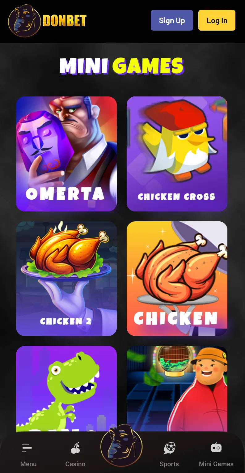 DonBet in app mini games